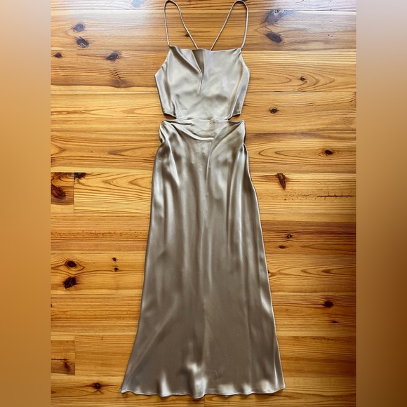 BEC + BRIDGE Gold Silk Backless Midi Slip Dress 0 2 XS - Picture 3 of 6